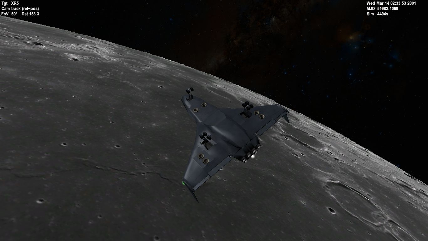 Orbiter 2016 simulation of XR2 orbiting the Moon